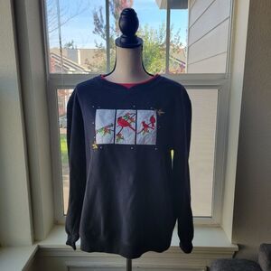 Vintage 90s Holiday Traditions Cardinal & Holly Sweatshirt | XL